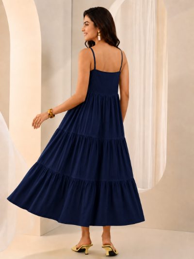 Adaa Bazaar Women's Cotton Cambric Midi Dress for Casual & Office Wear