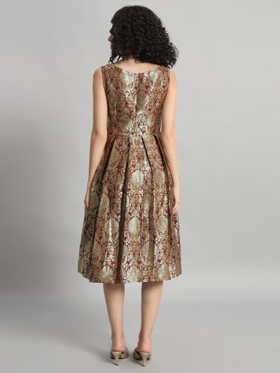 Adaa Bazaar Women's Midi Dress Maroon Colour