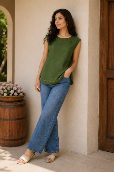 Women Cotton Cambric Top for Daily Use