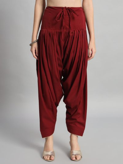 Adaa Bazaar Women's Readymade Patiala Suit (maroon) with Dupatta