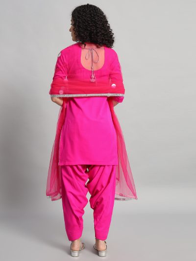 Adaa Bazaar Women's Readymade Patiala Suit (pink) with Dupatta