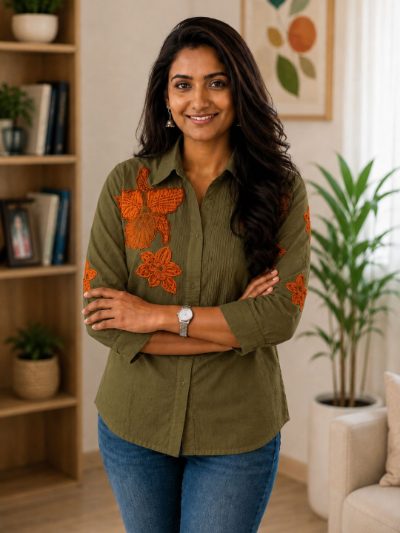 Women Embroidered Shirts Perfect for Casual and Formal Wear in Cotton Fabric