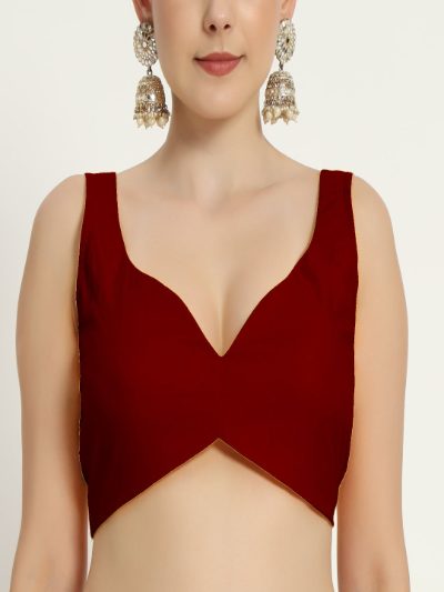 Adaa Bazaar Women's Readymade Maroon Blouse