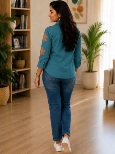 Women Embroidered Shirts Perfect for Casual and Formal Wear in Cotton Fabric