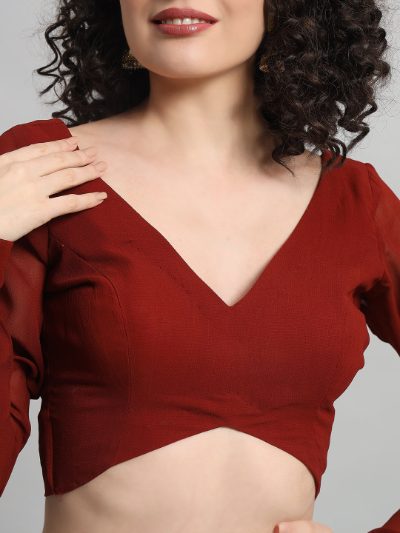 Adaa Bazaar Women’s Maroon Solid Padded Readymade Blouse