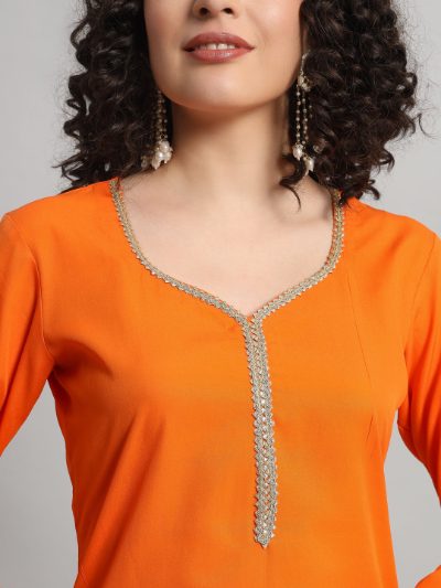 Adaa Bazaar Women's Readymade Suit (orange) with Dupatta