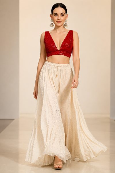 Adaa Bazaar Sequins Party Wear Cut Sleeves Stitched Blouse