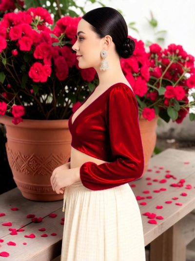 Maroon Full Sleeve Blouse – Elegant & Timeless
